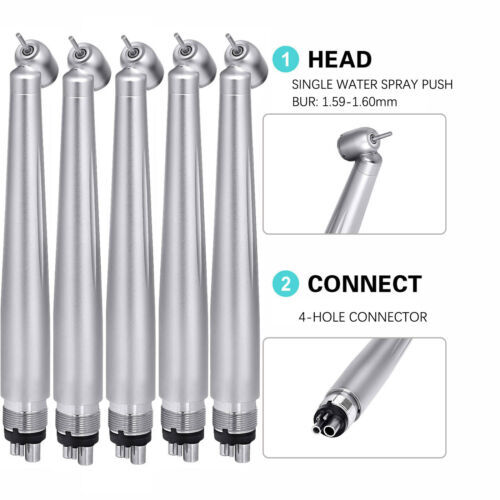 1-5x NSK Style Dental 45 Degree Surgical High Speed Handpiece Push Button 4Hole