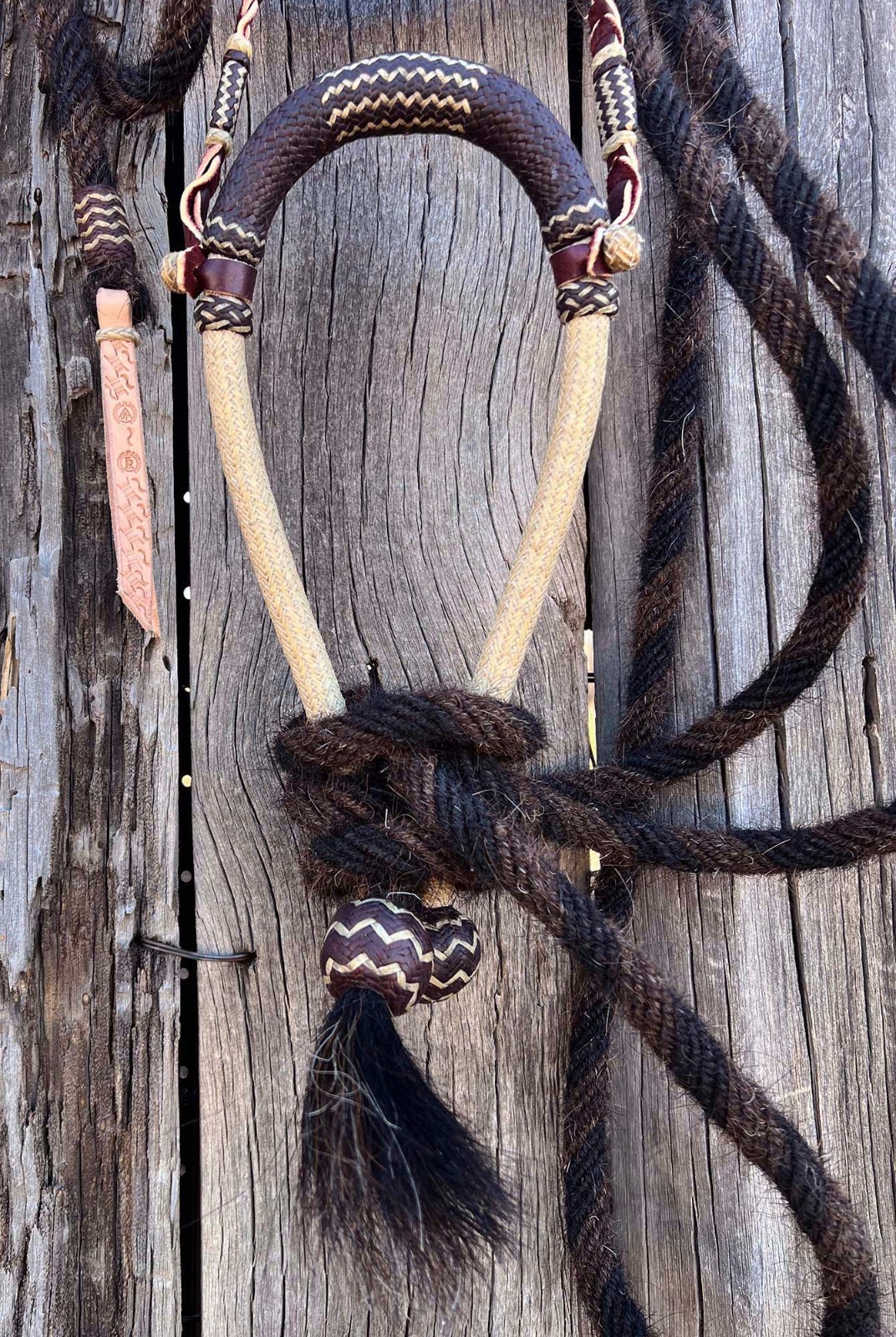 Cowboy Vaquero 5/8" RAWHIDE & KANGAROO HACKAMORE By Jimmy Flores Of California