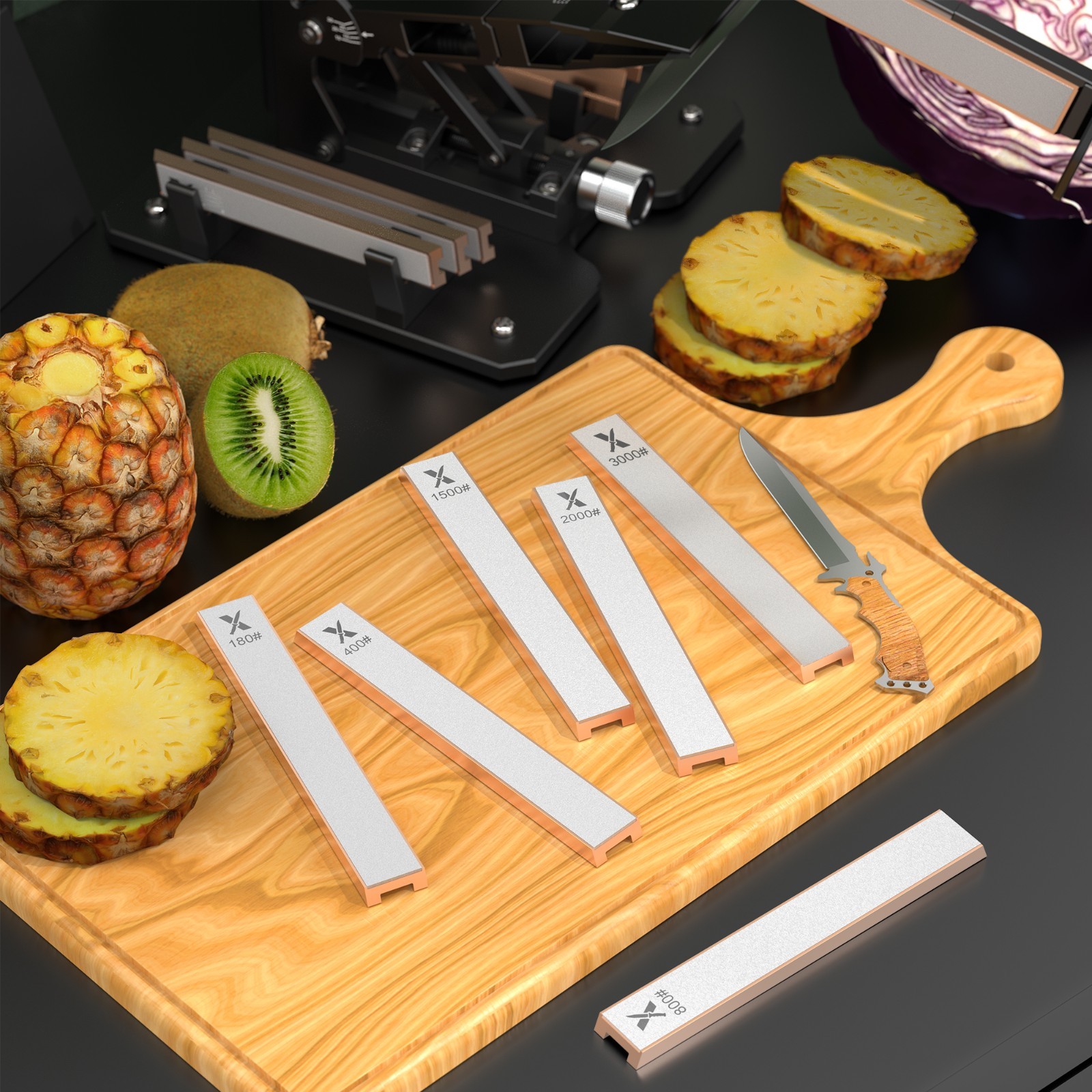 6 PCS Diamond Knife Sharpening Stones Set with Aluminum Base 6.2×0.9"