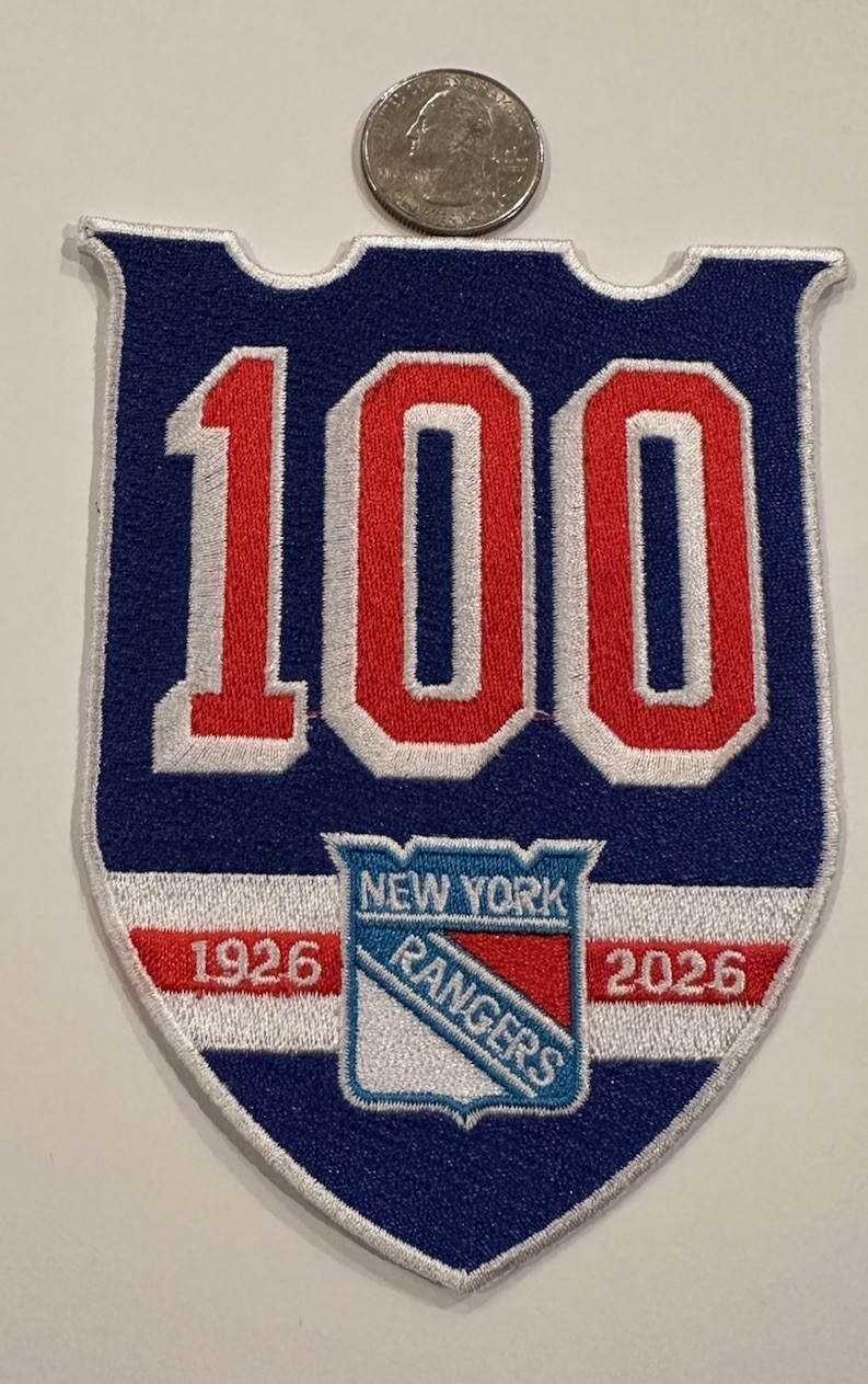 NEW YORK RANGERS 100 YEAR ANNIVERSARY EMBROIDERED IRON ON PATCH 5”x 3.5” WOW!!