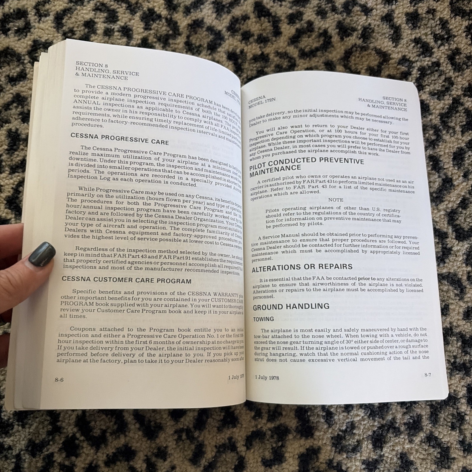 1979 Cessna Skyhawk Model 172N Information Manual D1138-13 Pilot's Operating PB