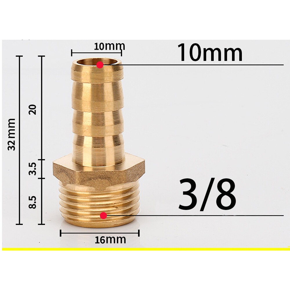 5PCS Brass 3/8In Hose Barb to 3/8In Male NPT Hose Fitting,Water Fuel Air Metals