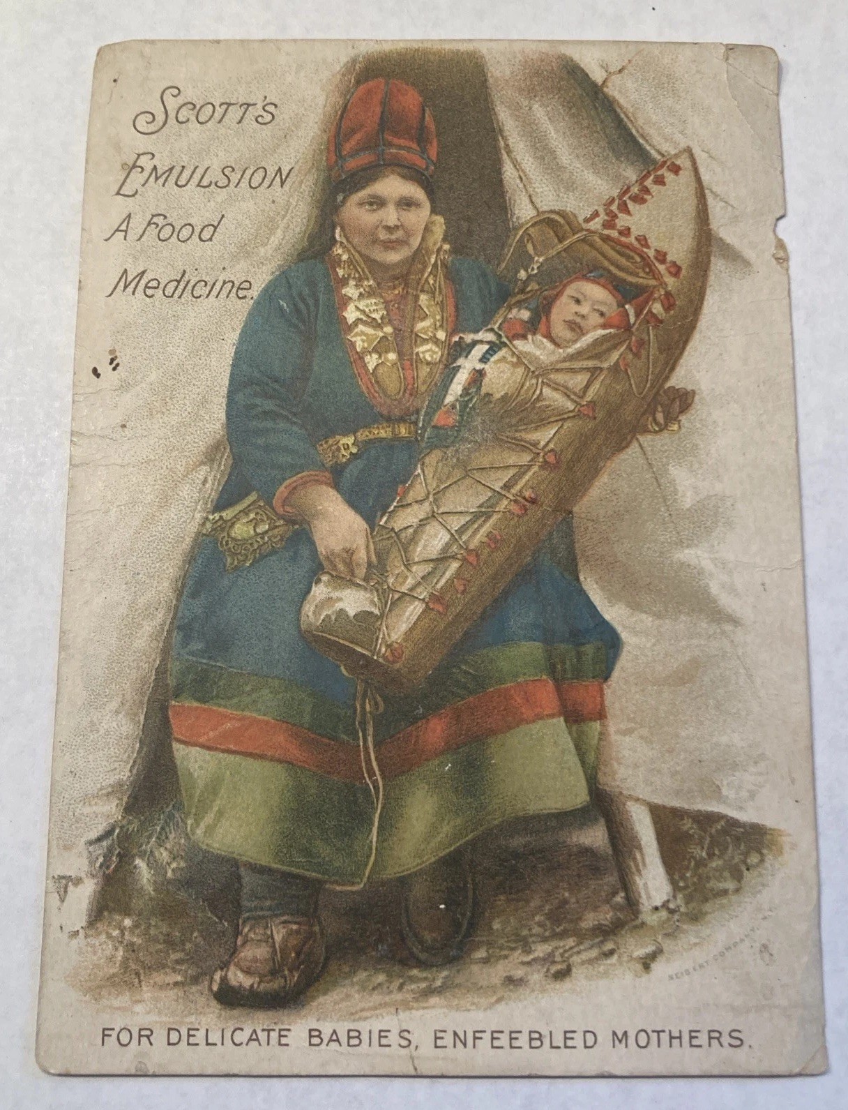 Scott's Emulsion Victorian Trading Card Scott& Brown NY Norwegian Mother & Baby