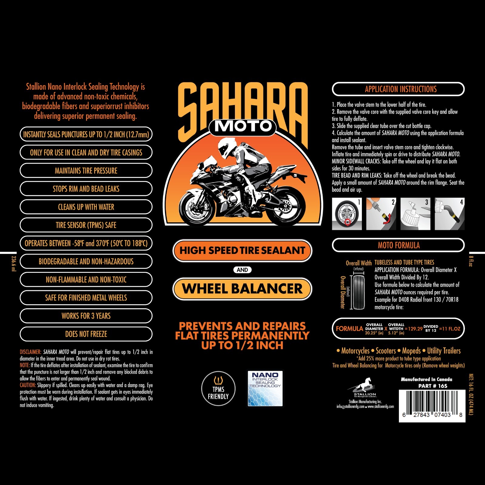 Sahara Moto High Speed Tire Sealant and Wheel Balancer 16oz 2Pack