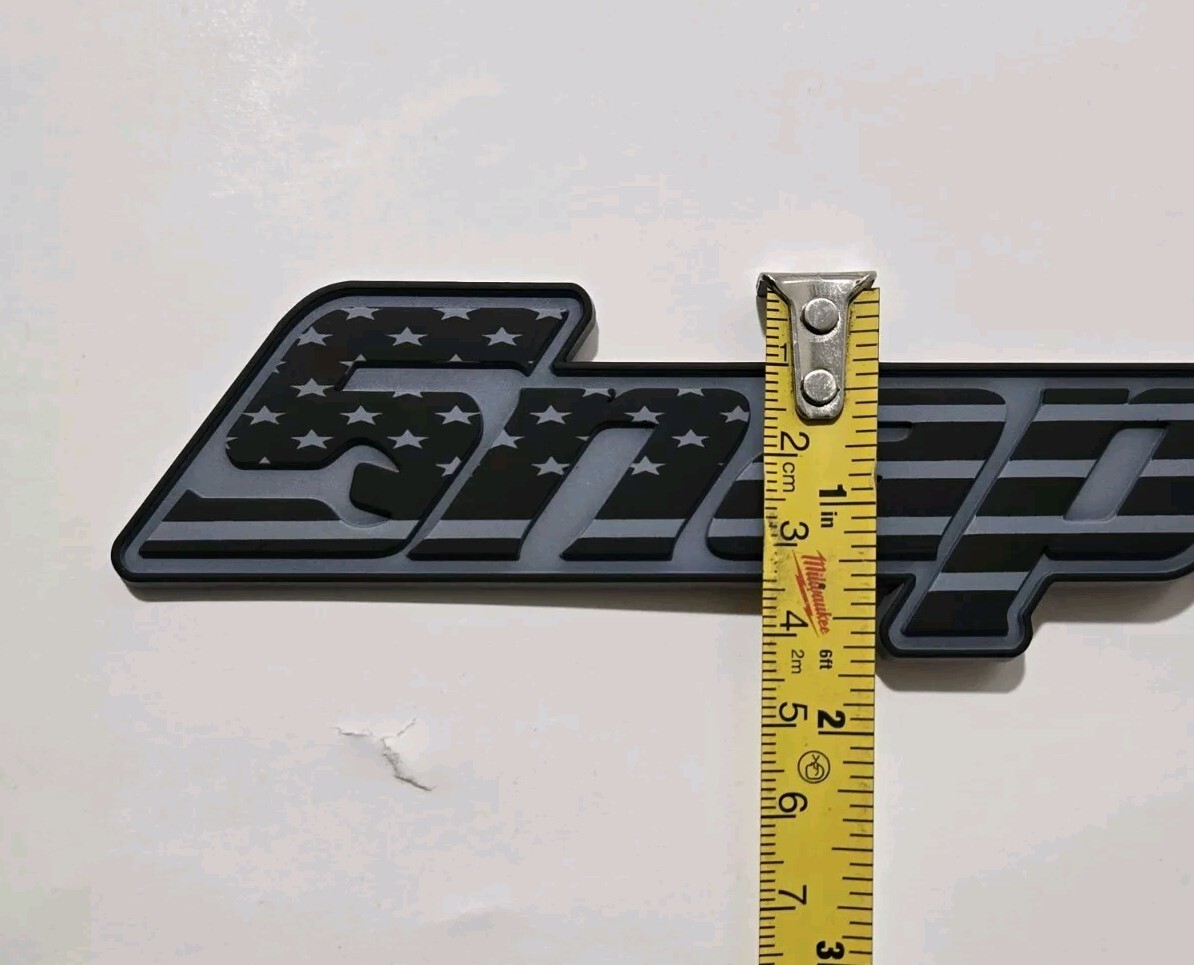 2PK SNAP ON TOOL BOX FLAG LOGO EMBLEM MATTE BLACK Plastic Badge Decal 8" + GIFT