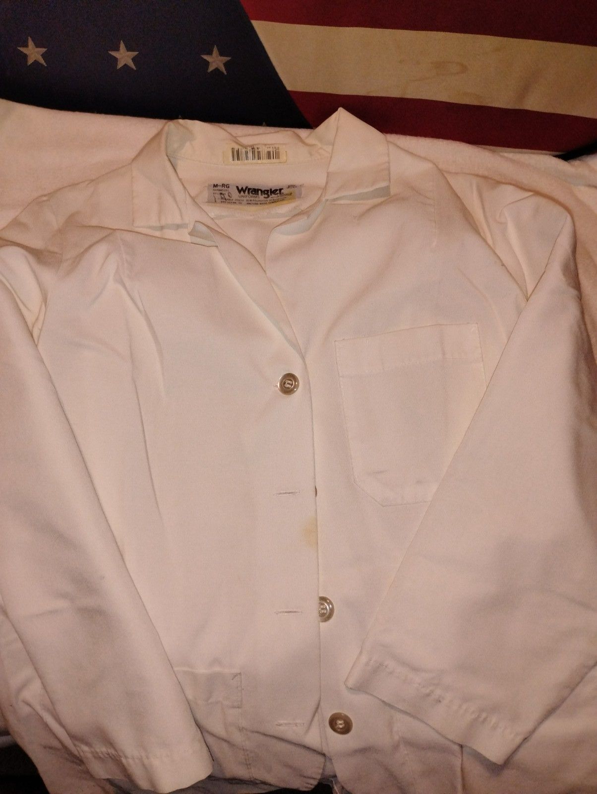 VINTAGE HOSPITAL UNIFORM SHIRT WRANGLER PSYCH WARD MOVIE PROP HOLLOWEEN COSTUME