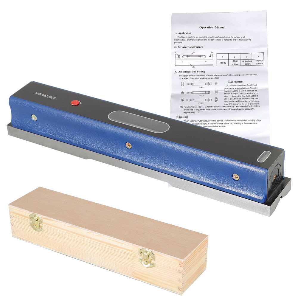 12" Heavy Duty Precision Bar Machinist Level 0.0002''/10' Accuracy In Wooden Box
