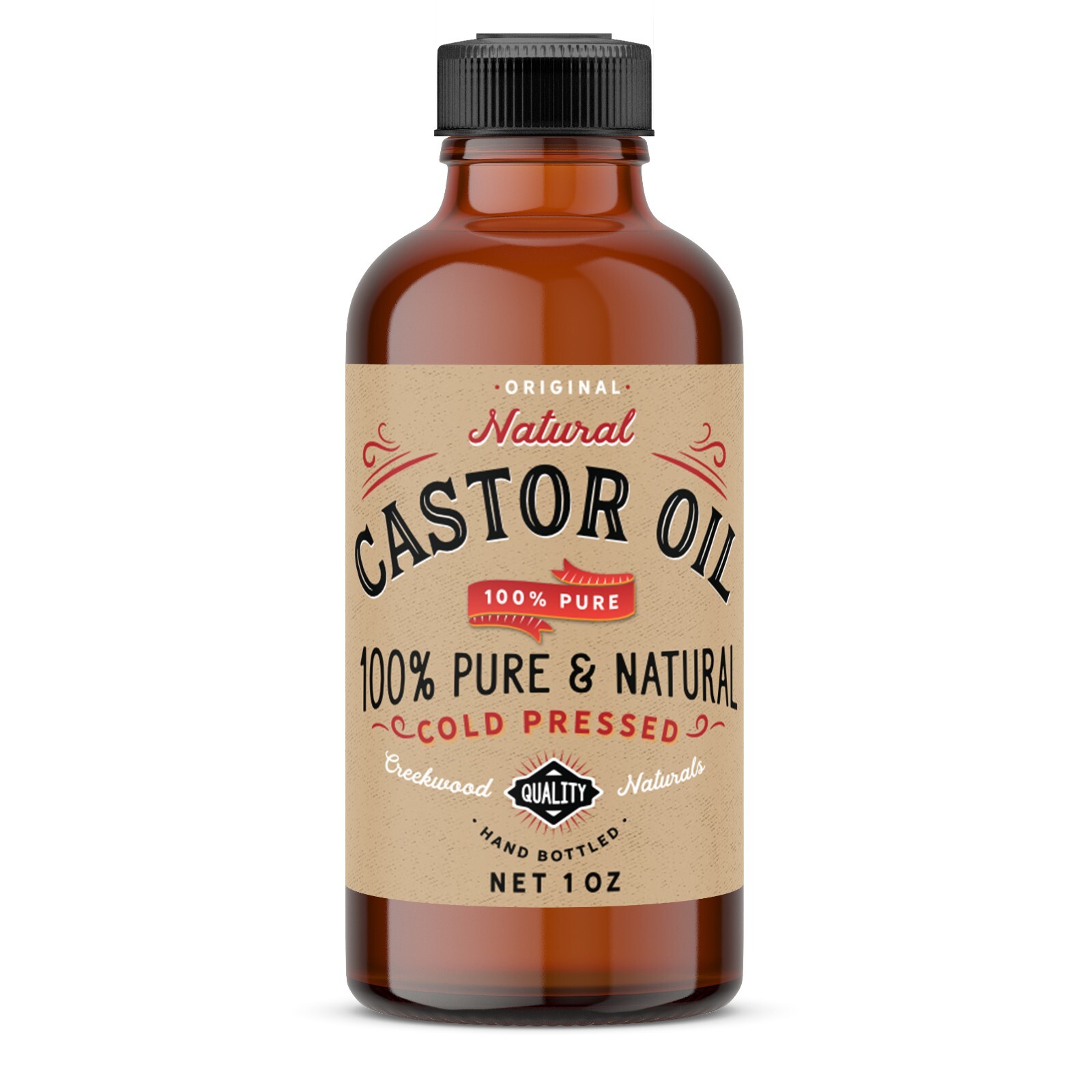 Castor Oil 100% Pure Cold Pressed in Glass Bottle Hair Skin