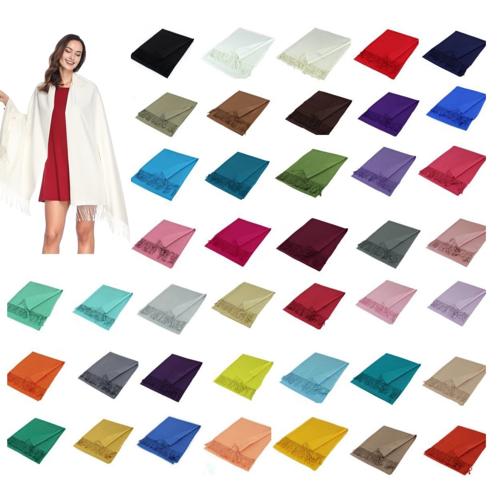 Soft Silky pashmina Shawl Wrap Women Pashmina Solid Scarf Stole Ladies Scarf