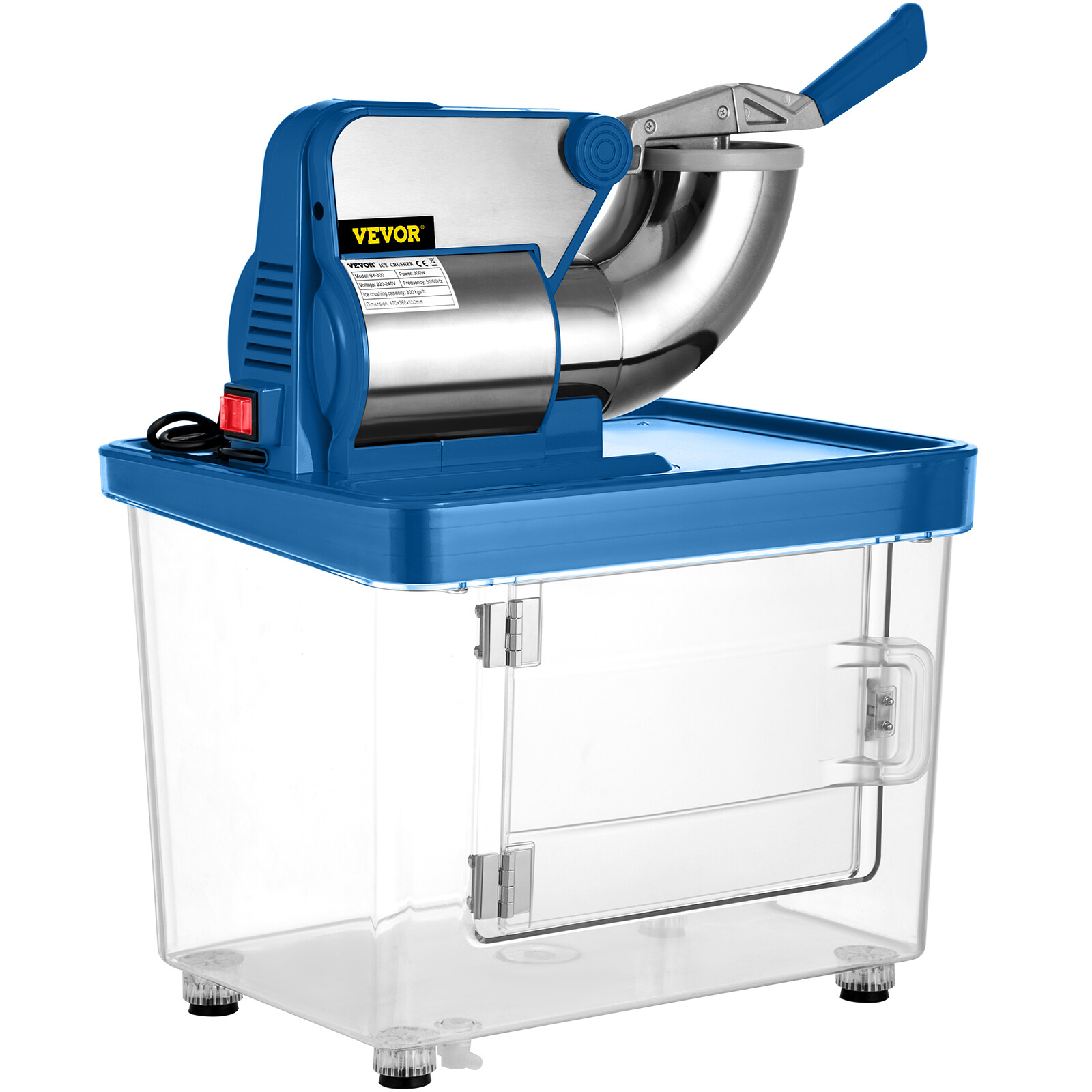VEVOR 400LBS/H Commercial Snow Cone Machine Electric Ice Shaver Ice Crusher Blue