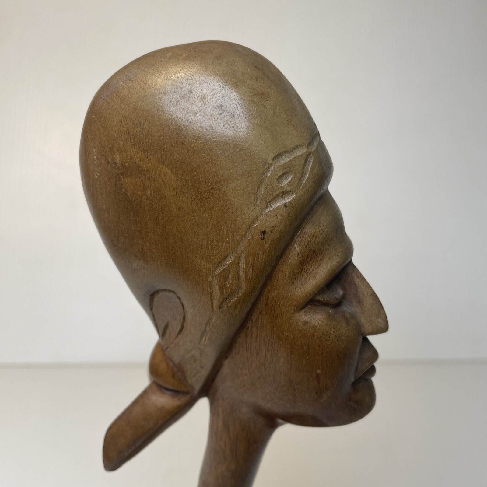 African Haitian Woman Bust Hand Carved Wood Tribal Figurine Art Statue Nude