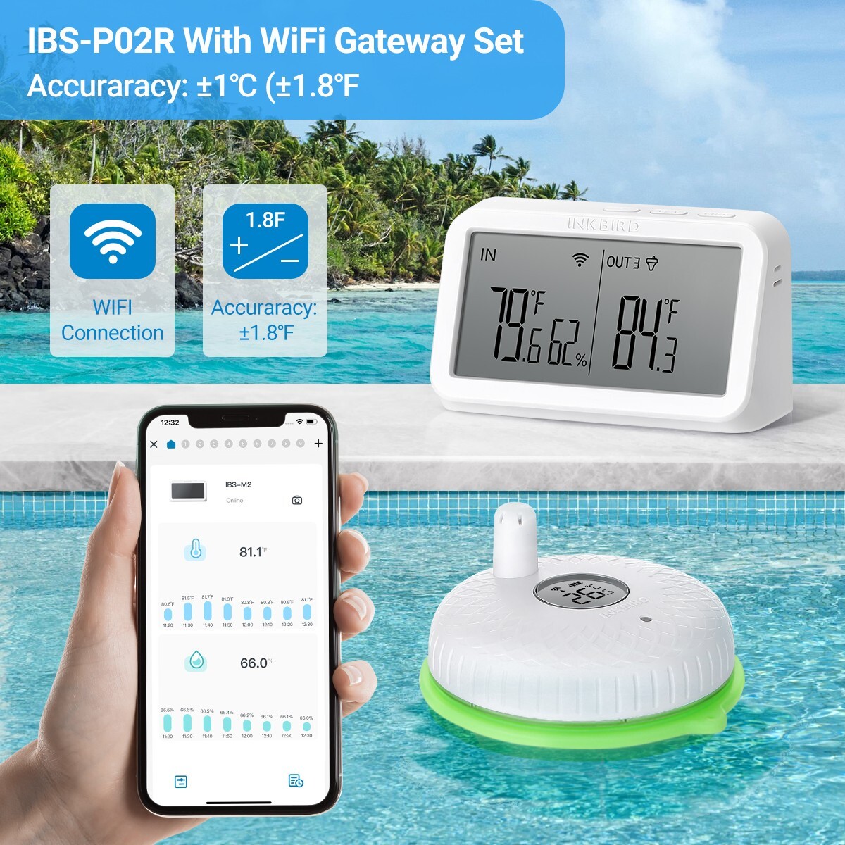 WiFi Gateway Spas Thermometers Wireless APP Monitoring Swimming Pool Hot Tub CF