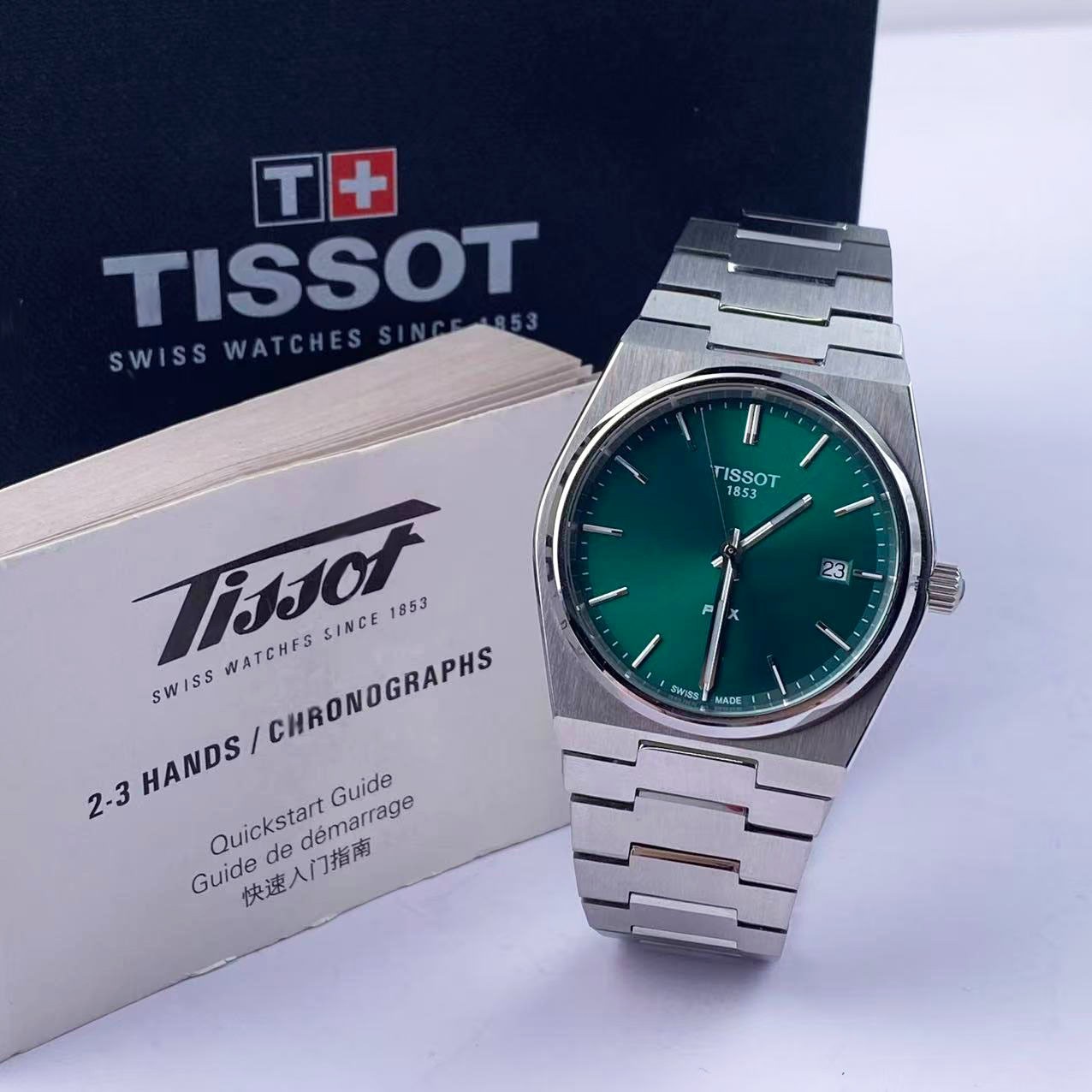 Tissot PRX Green Dial Men's Quartz Watch Stainless Steel 40mm T137.410.11.091.00