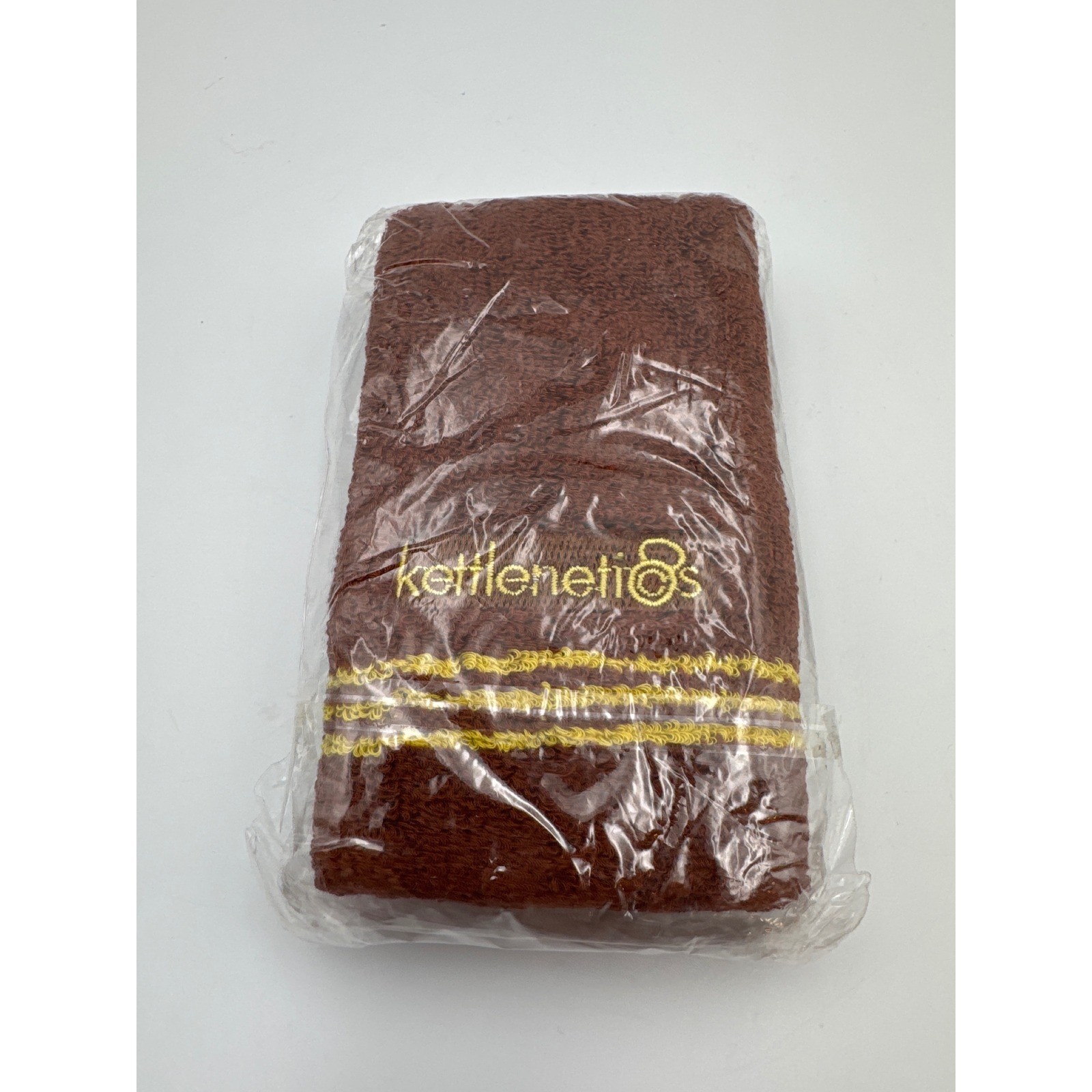 Kettlenetics Fitness wrist sweat  bands Brown Yellow Embroidered Logo 05-53086