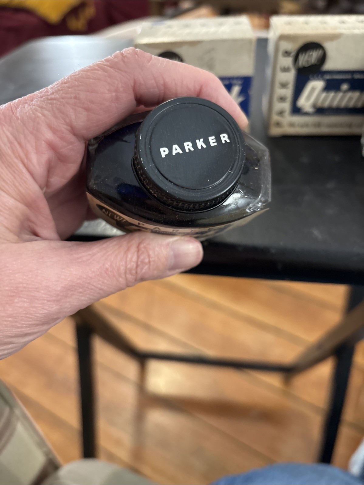 2 Parker Quink Vintage Blue Black & Royal Blue Fountain Pen Ink NOS Full New 50s