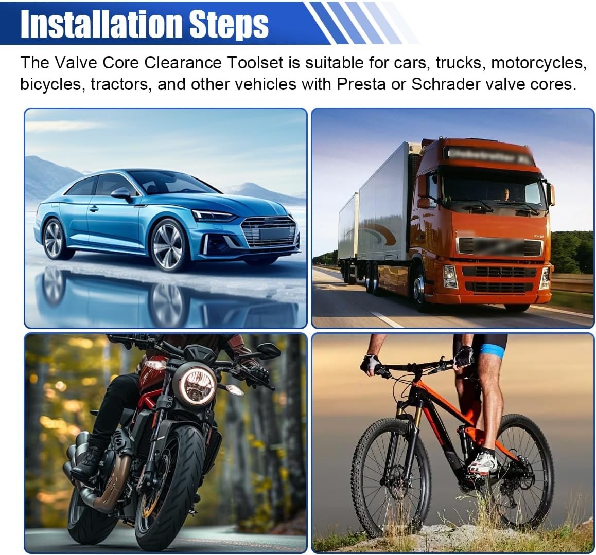 23PCS Presta Valve Core Repair Kit- Tubeless Adapter Bike Blue