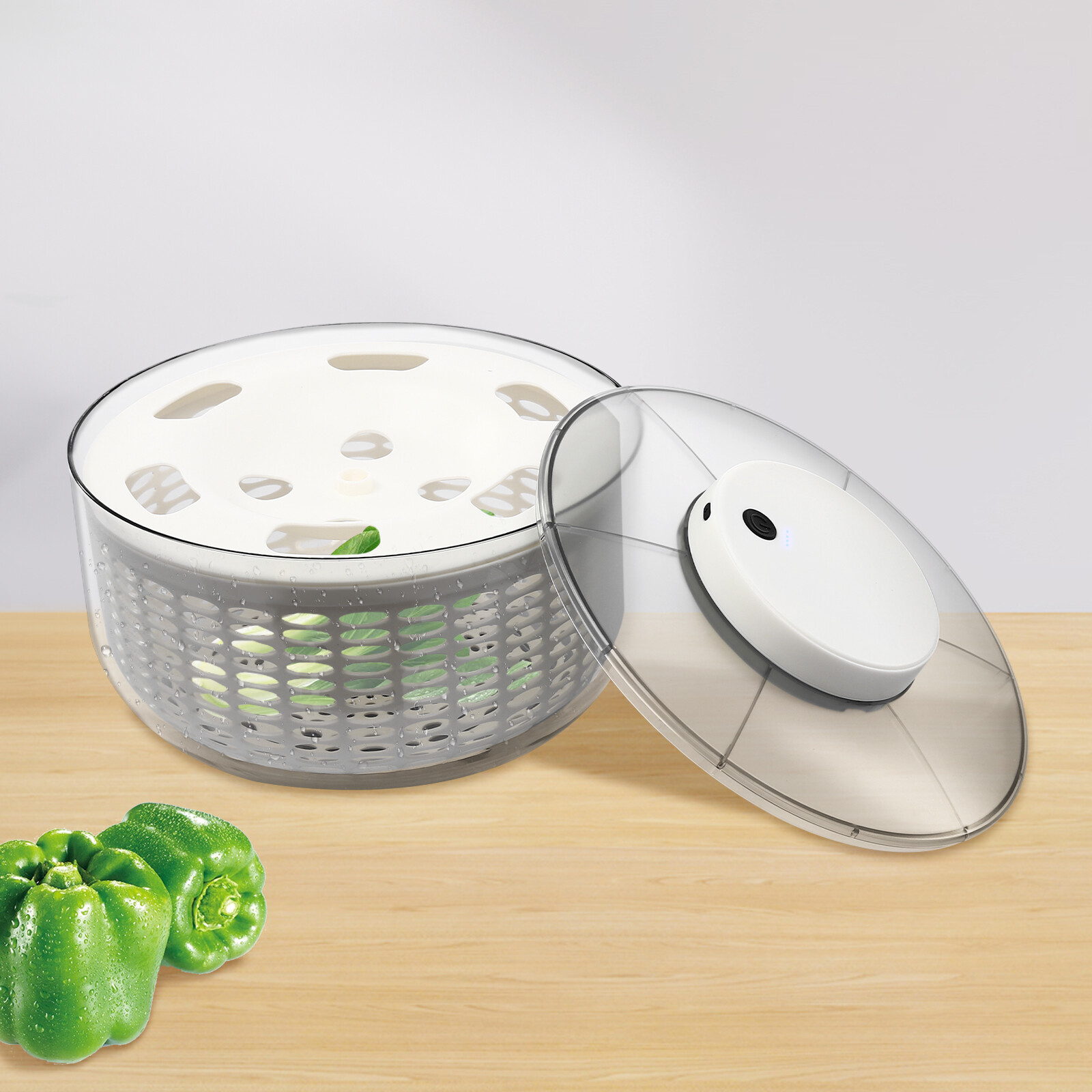 Electric Salad Spinner Large 6L Fruit Vegetable Washer Dryer Dehydrator Sale