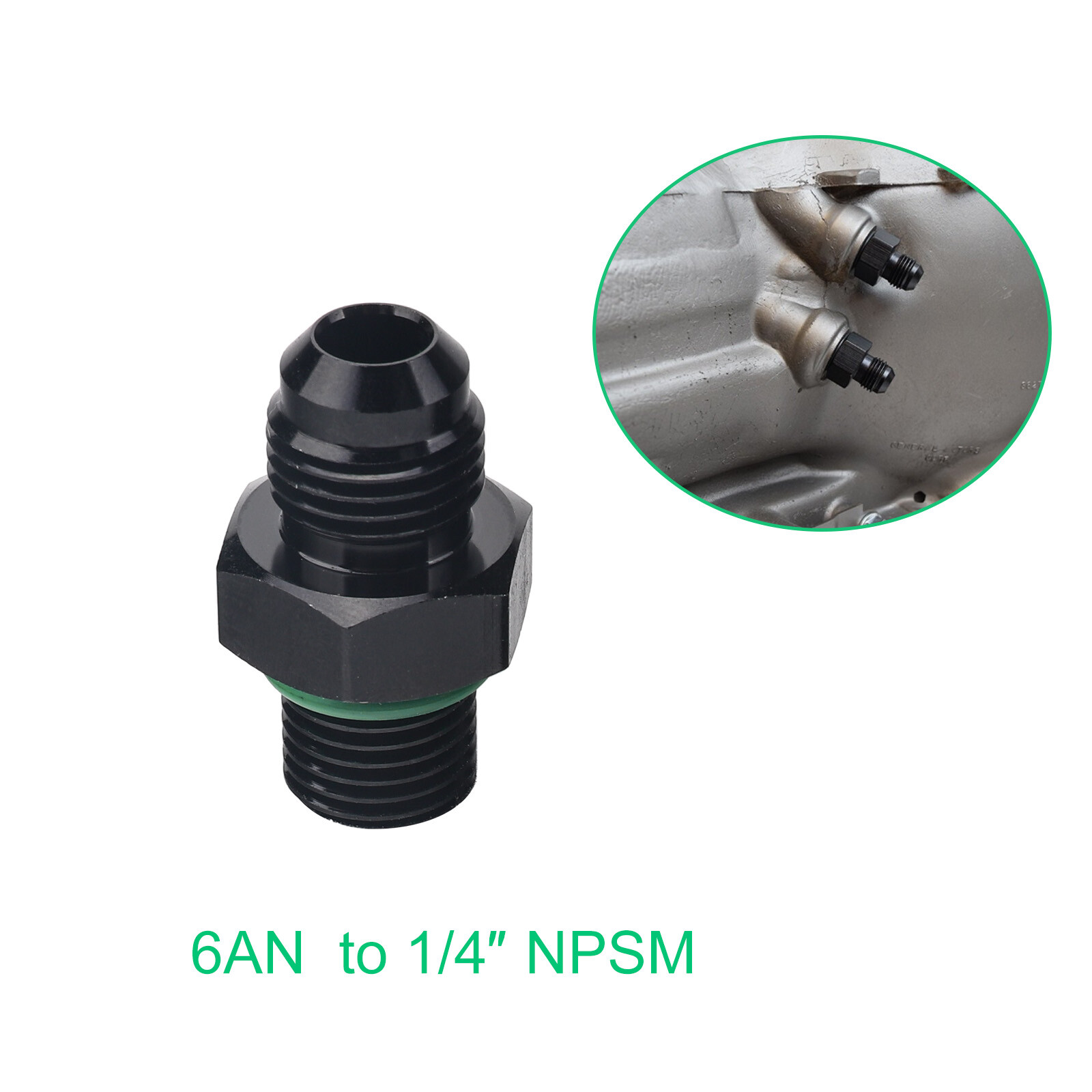 6AN to 1/4NPS Transmission Cooler Adapter Fitting for GM Turbo TH350 TH400 4L60E