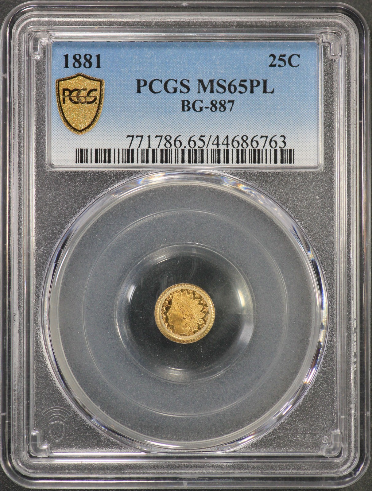 1881 California Fractional Gold PCGS MS65PL MS-65 Prooflike G25C BG-887