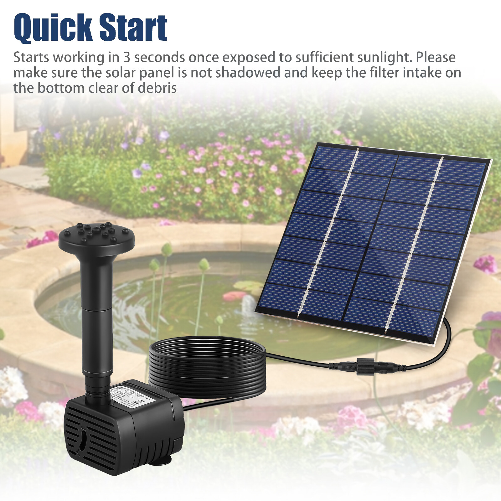 Solar Power Fountain Floating Water Pump for Bird Bath Pond