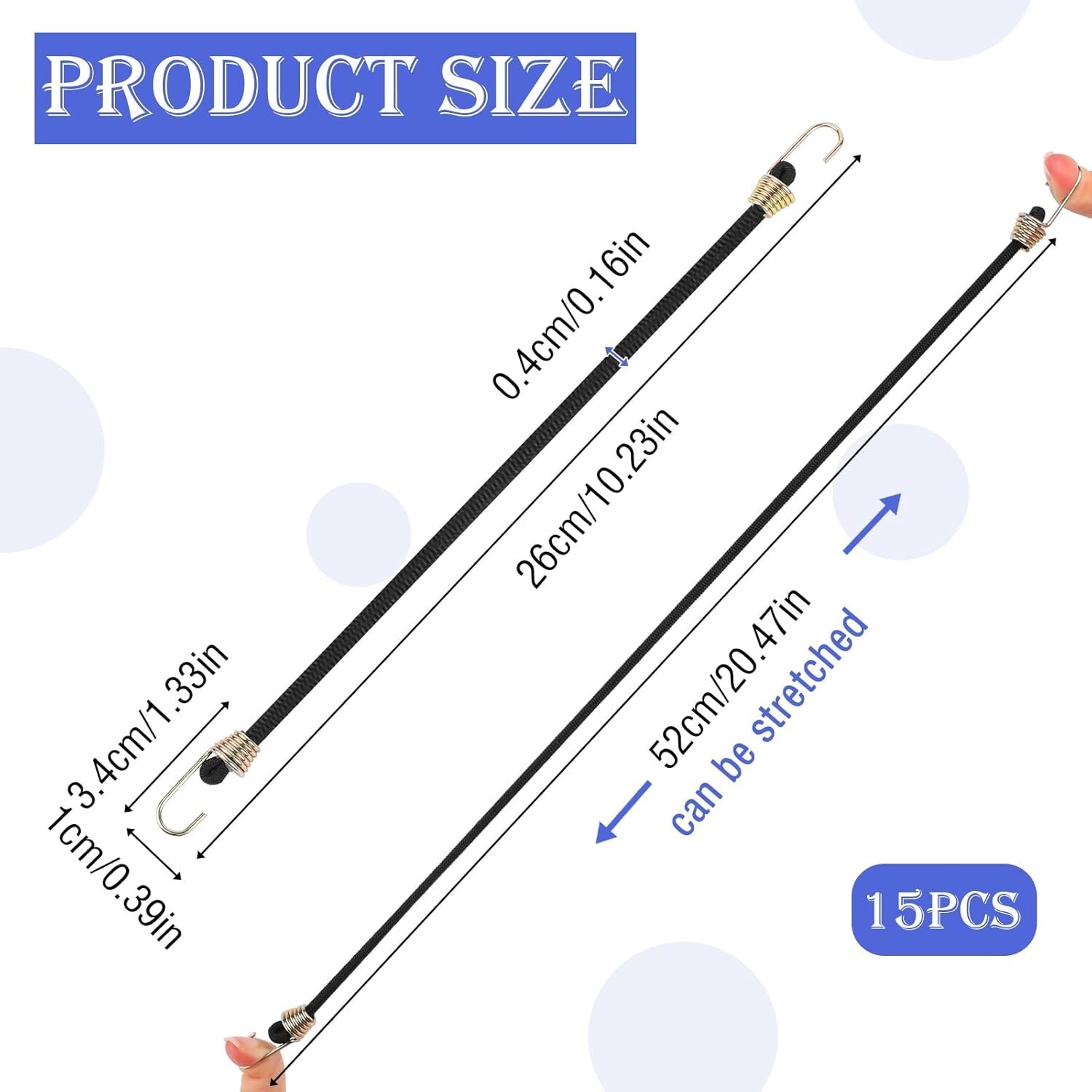 15 Pack Heavy Duty Bungee Cords with Hooks 10 Inch Mini Rubber Bungee Cord Elast