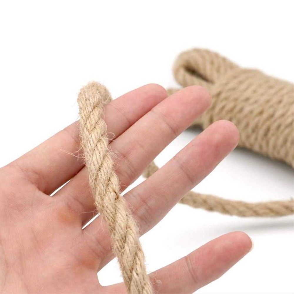 Natural Thick Hemp Rope Twisted Strong Jute Rope 4-Strand Burlap Rope for Craft