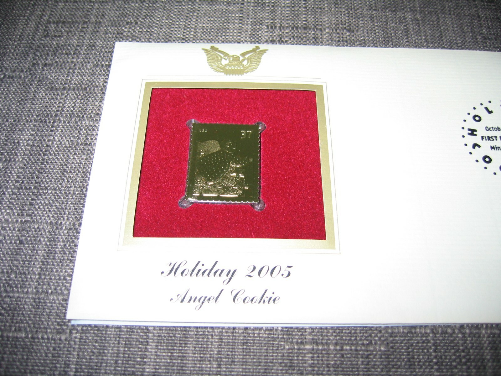 2005 Holiday Angel Cookie Gingerbread Replica FDC Gold Golden Cover Stamp
