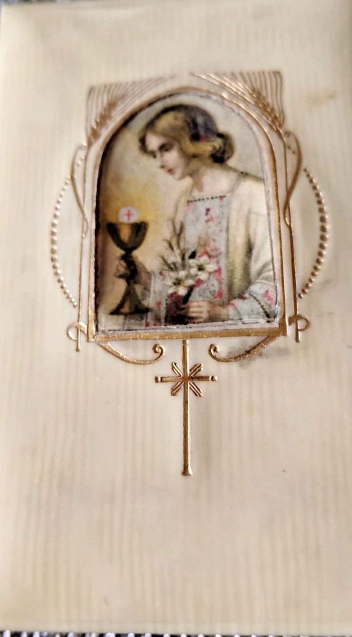 Rare Miniature Bible Prayer Book 1925 celluloid cover, Gold trim - Used