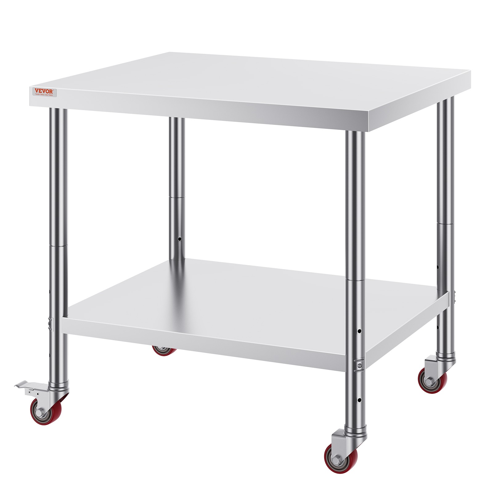 VEVOR Stainless Steel Work Table Commercial Prep Table 36x30 Inch With 4 Casters