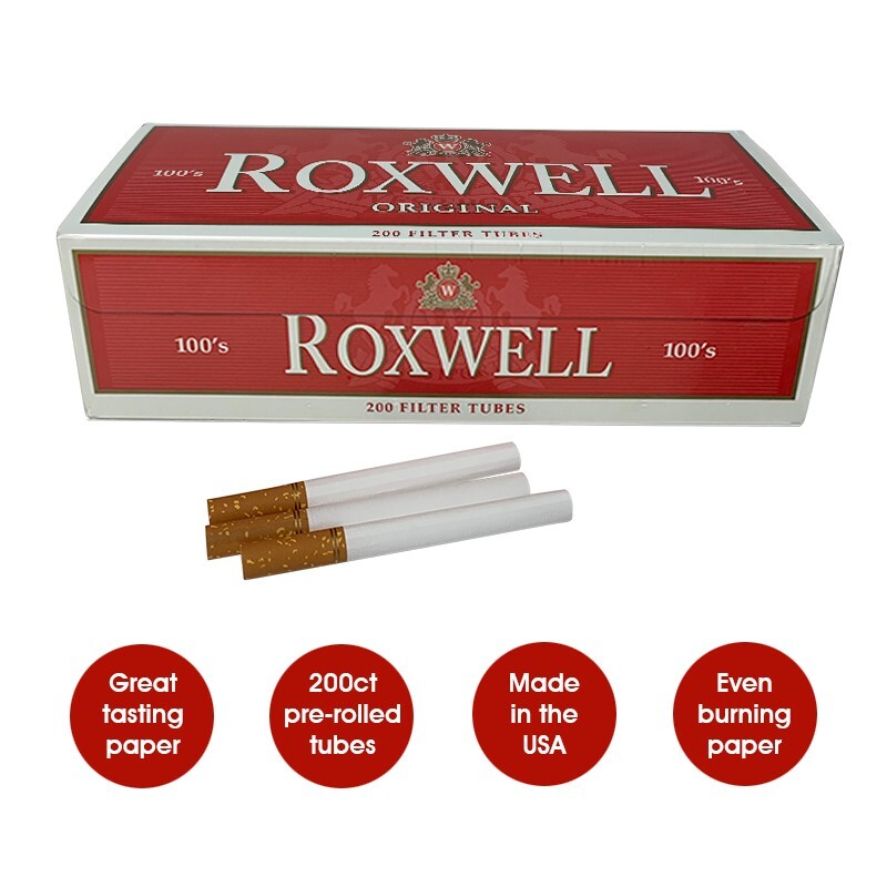 10000 Cigarette Filter Tubes 100s Size Red Original Pre Rolled Tubes by Roxwell