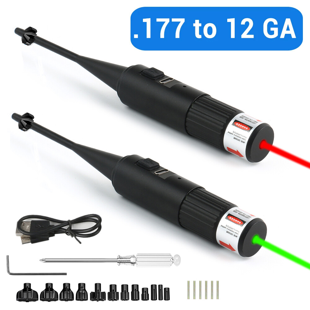 .177 to .78 /.50/12GA Caliber Green Red Laser Bore Sighter for Rifles Handguns