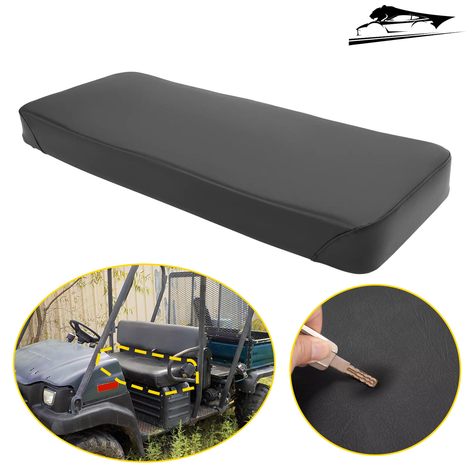 Black Seat Cushion Cover Plastic & Sponge For Kawasaki Mule 4x4 3010, 4000, 4010