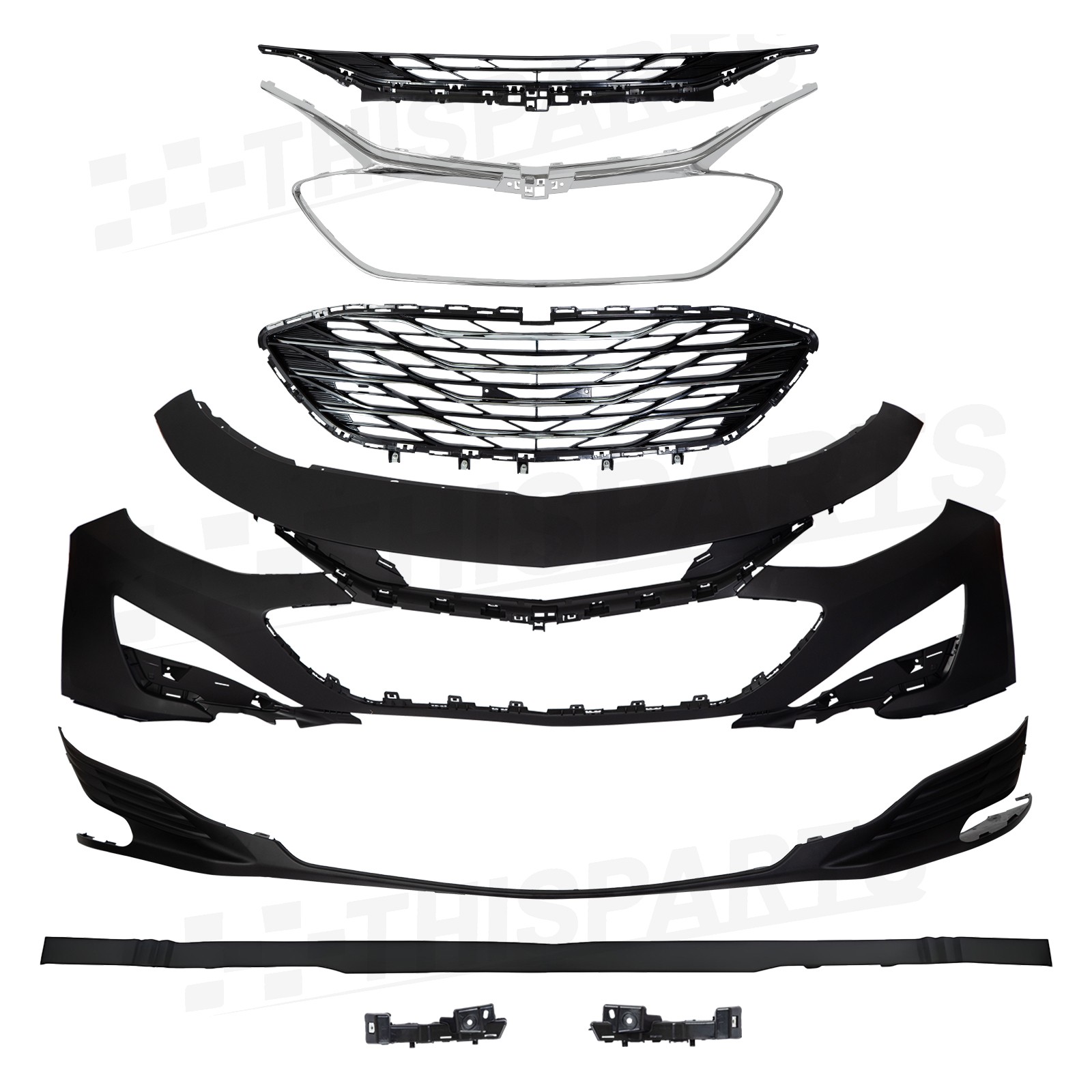 Front Upper Lower Bumper Grilles Valance Trim Bracket For 2019-2024 Chevy Malibu
