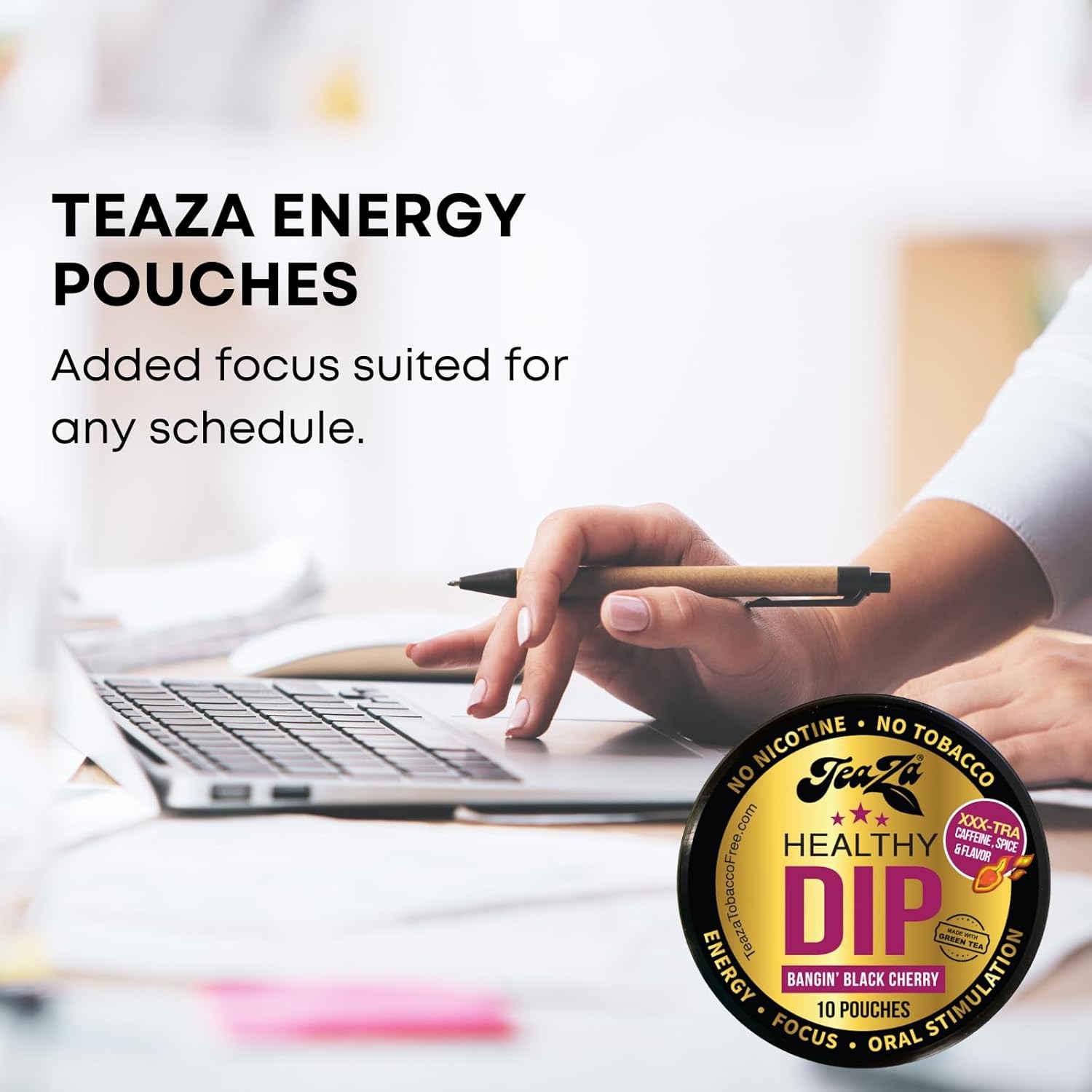 Herbal Energy Pouches Nicotine Tobacco Free Caffeine Pouches Bangin Black Cherry