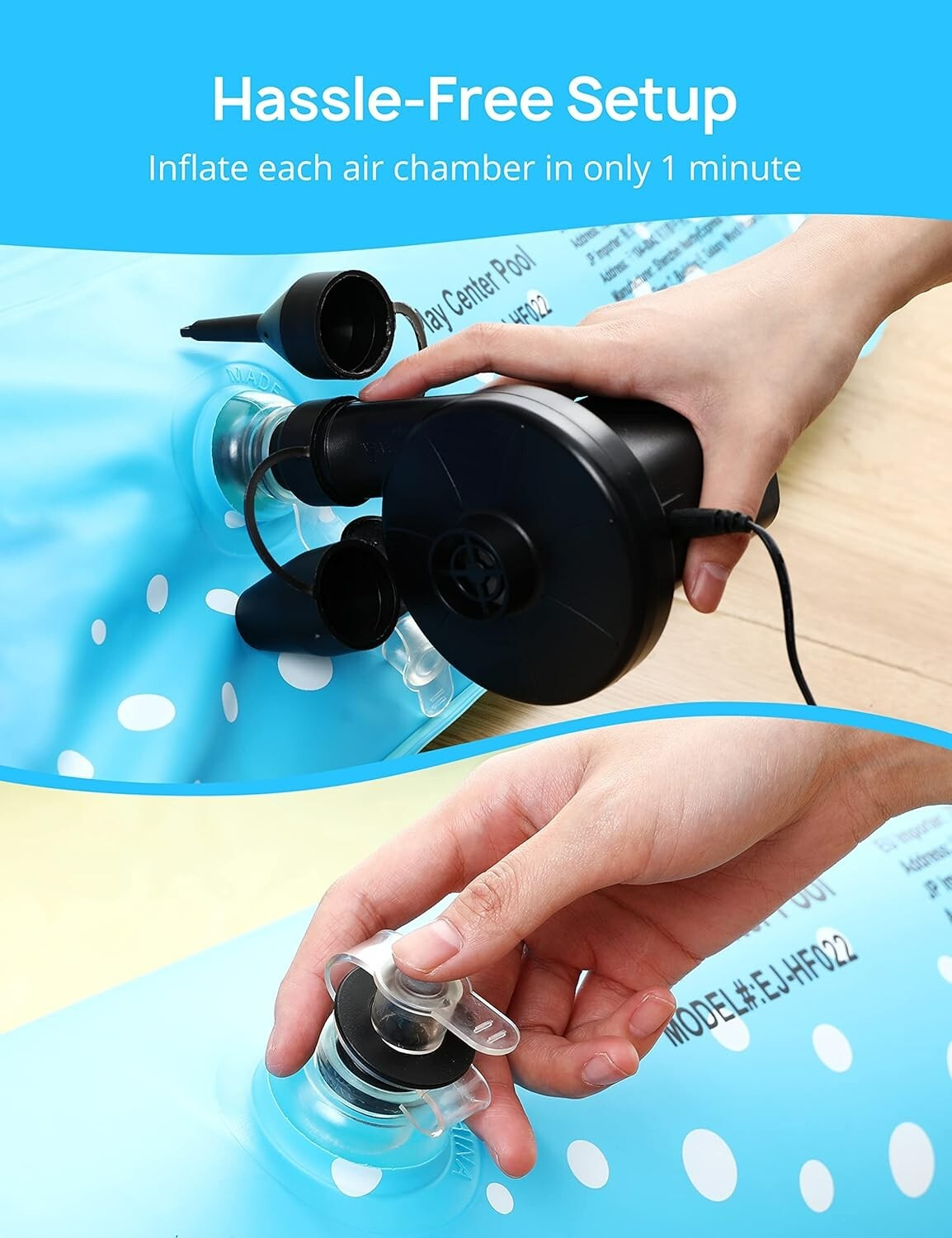 EVAJOY EJ-HF022 Inflatable Play Center Kiddie Pool with Slide & Sprinkler, New