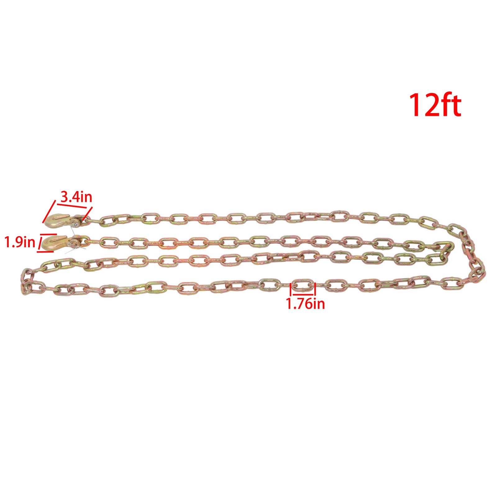 1/4" × 12' Heavy Duty Tow Chain Tow Chain Automotive Truck Towing Log Chain G70