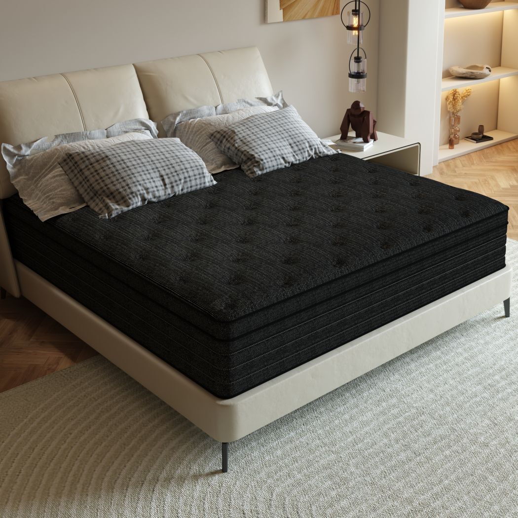 12"14" Mattress in A Box Innerspring Memory Foam Twin Full Queen King Cool Black