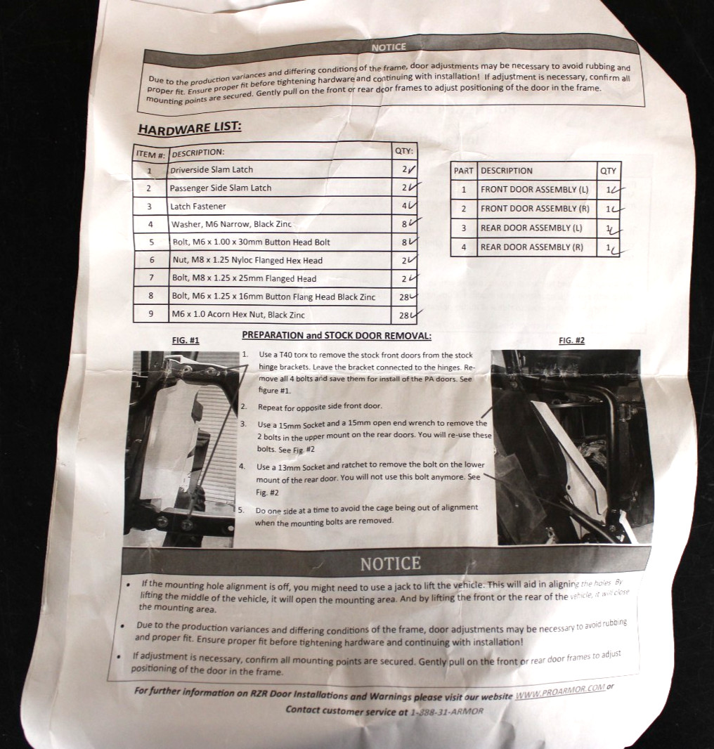 Pro Armor Suicide Doors Black - P144205BL (POLARIS 2014 RZR XP 4 1000)