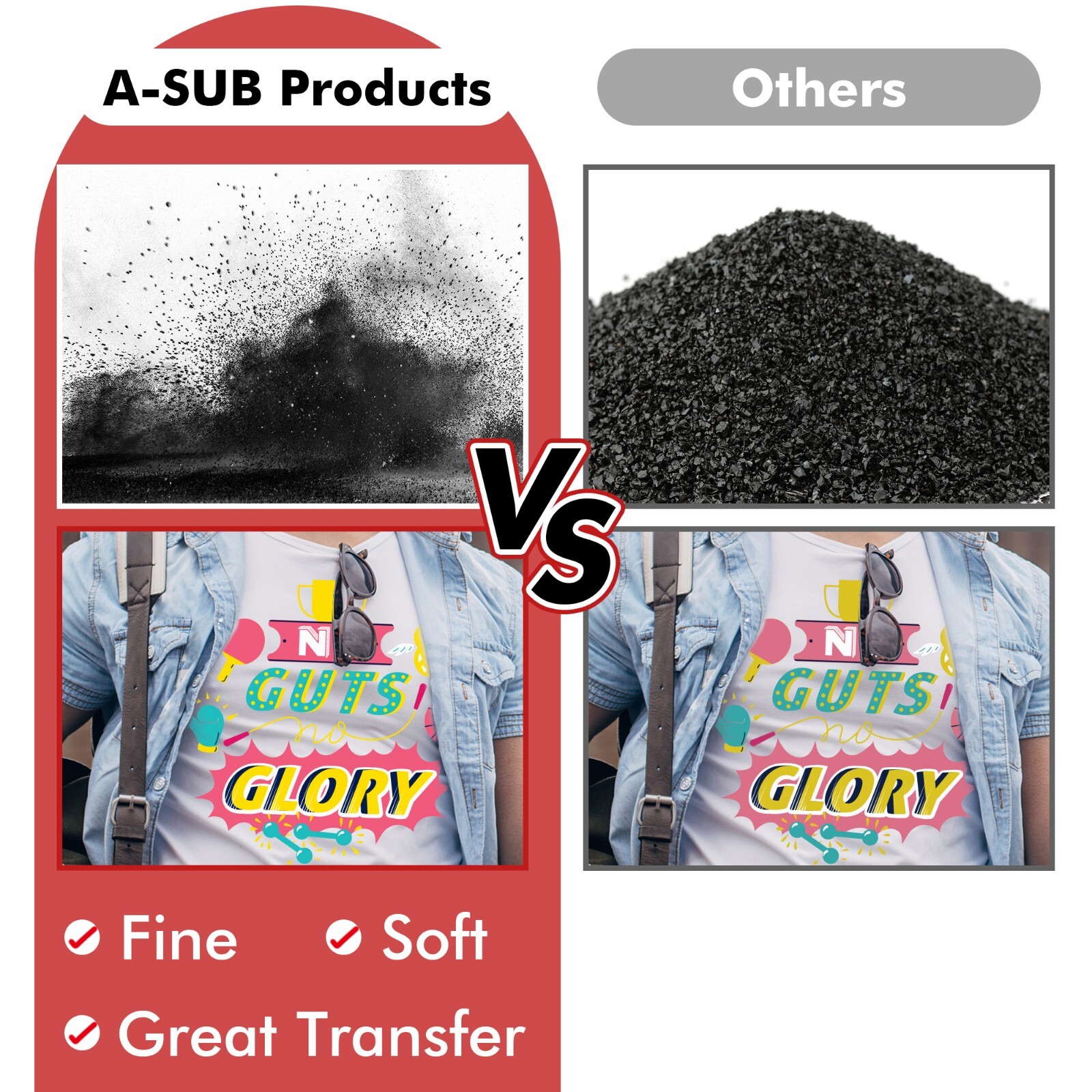 A-SUB Black DTF Powder for Sublimation Adhesive Powder Hot Melt for DTF Transfer