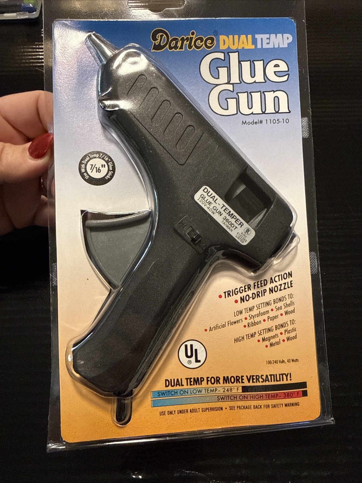 Large Dual Temp Crafting Glue Gun Uses 7/16” Glue Sticks Drip Free Nozzle