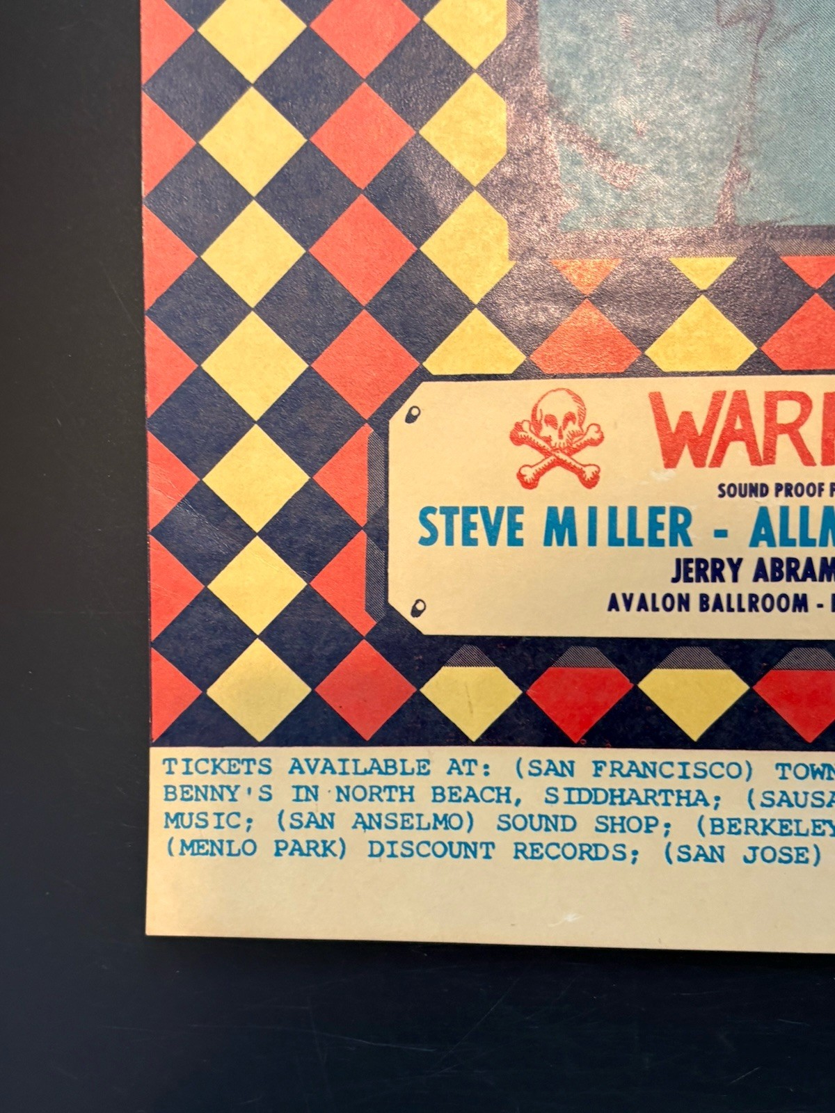 1969 AOR 2.30 Steve Miller Allmanjoy Avalon Ballroom Original Concert Poster