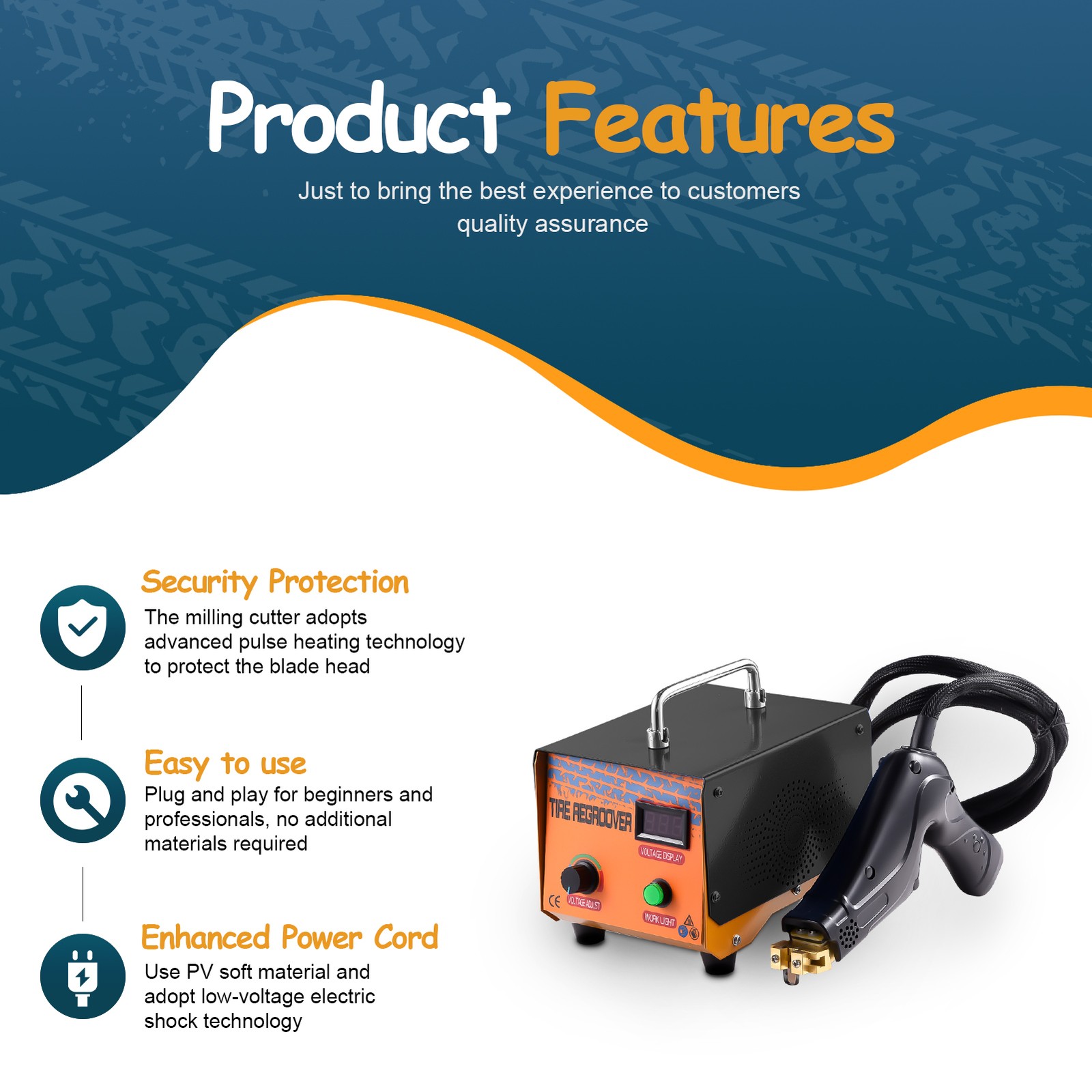 Tire Grooving Tool Cutter 1000W 110V, Professional Tire Groover Heated Machine--