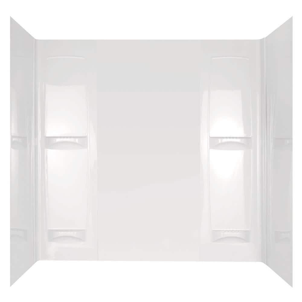 60 x 57" Five Piece Glue Up Bath Tub Surround System High Gloss White Self Drain