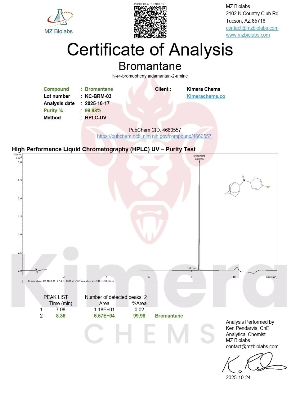 Bromantane Kimera Chems 50mg 60 Capsules