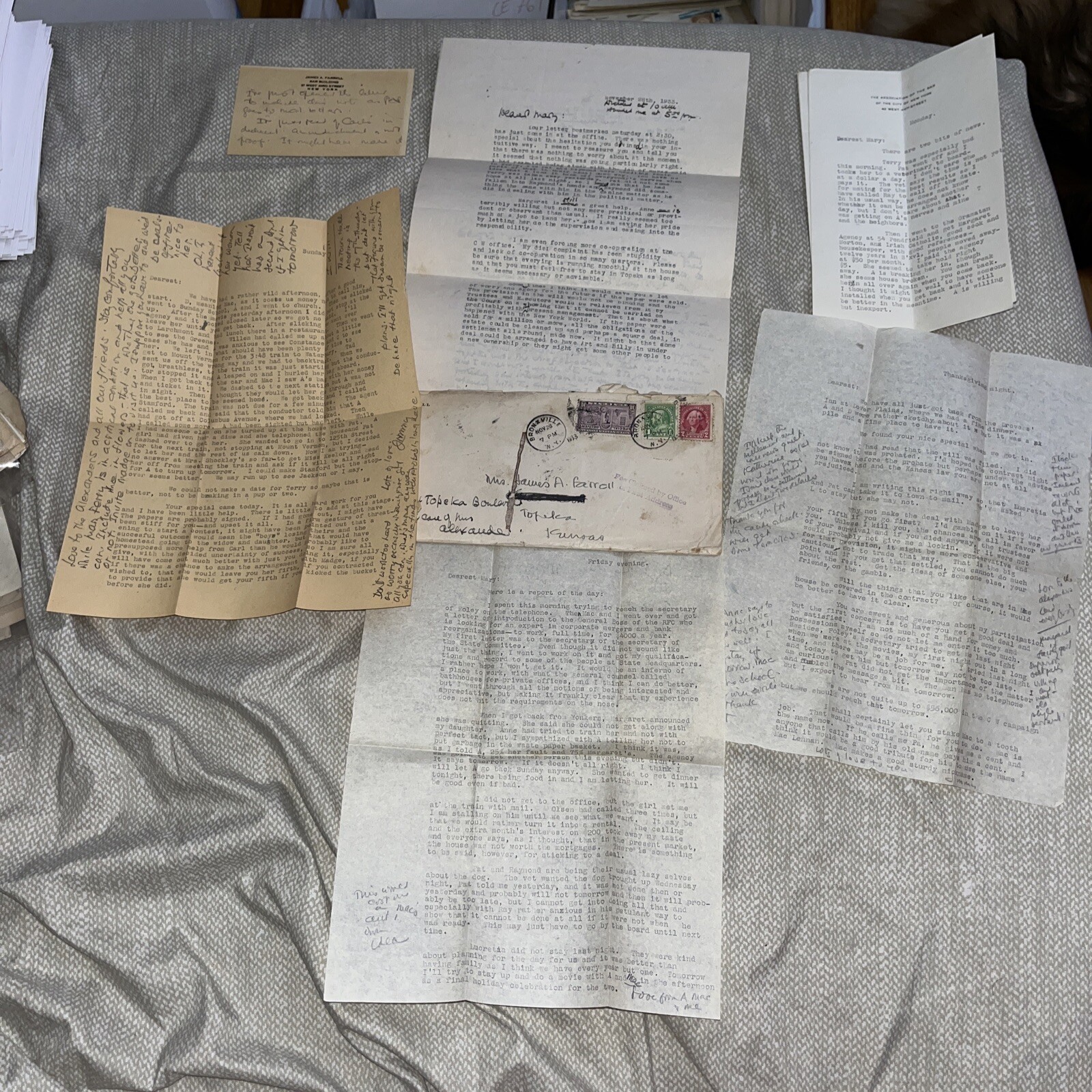 6 Letters (Letterhead: New York City Bar Association) & 2 Envelope 1933 Postmark