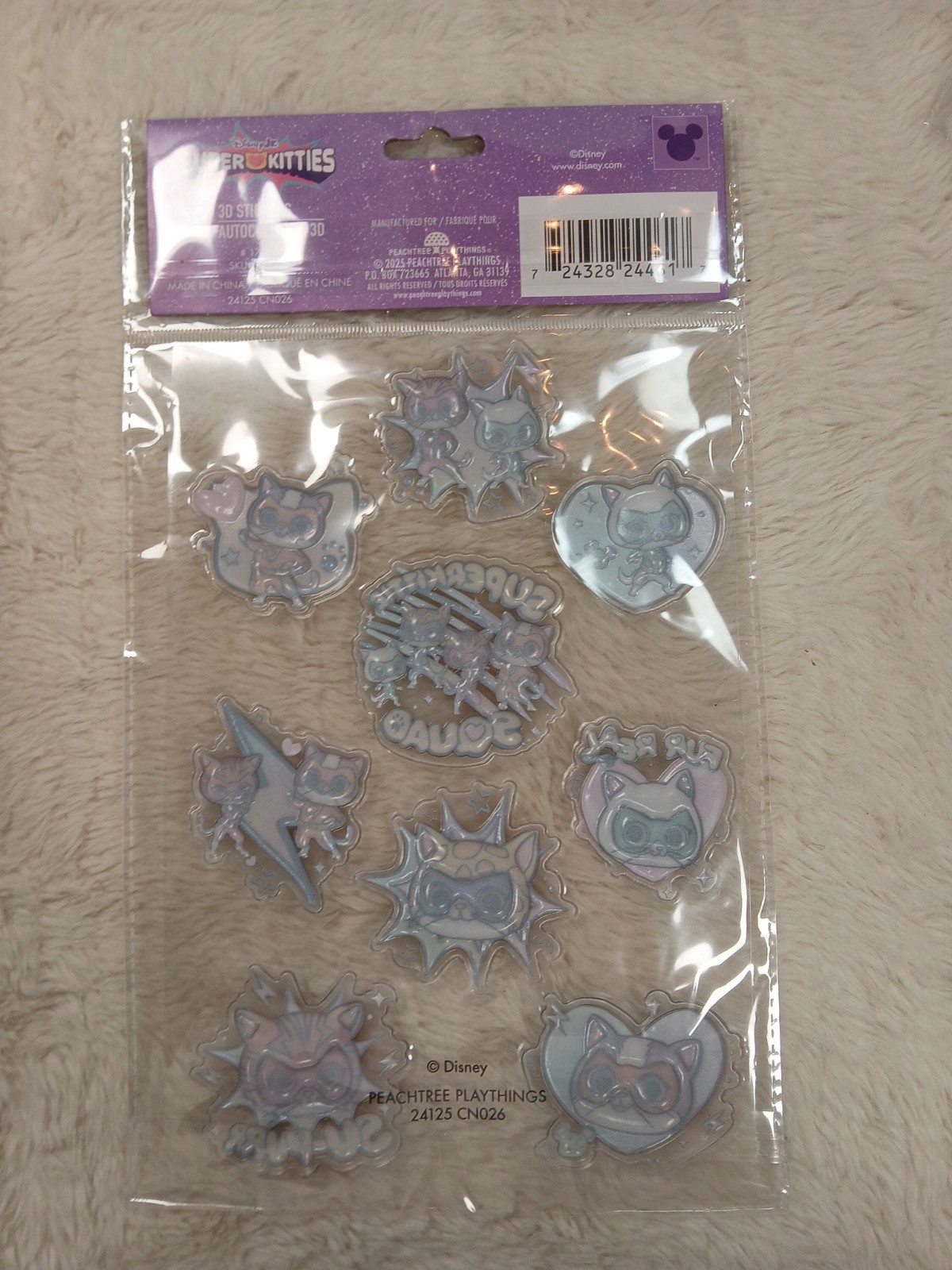 Disney Super Kitties 3D Sticker 5 Pack Multicolor Lot Rare