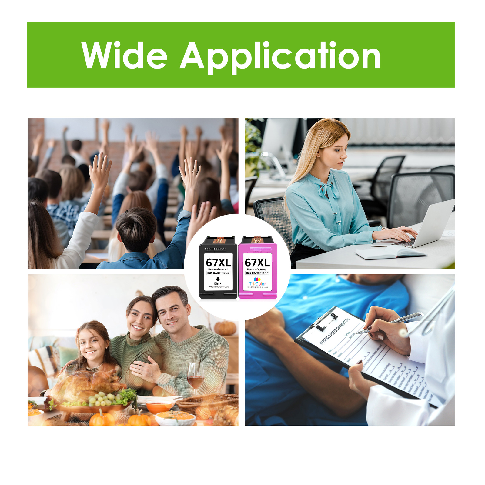 67XL Ink Cartridges Combo For HP 67 Ink XL DeskJet 2852e 2855 4152 4155 2700 Ink