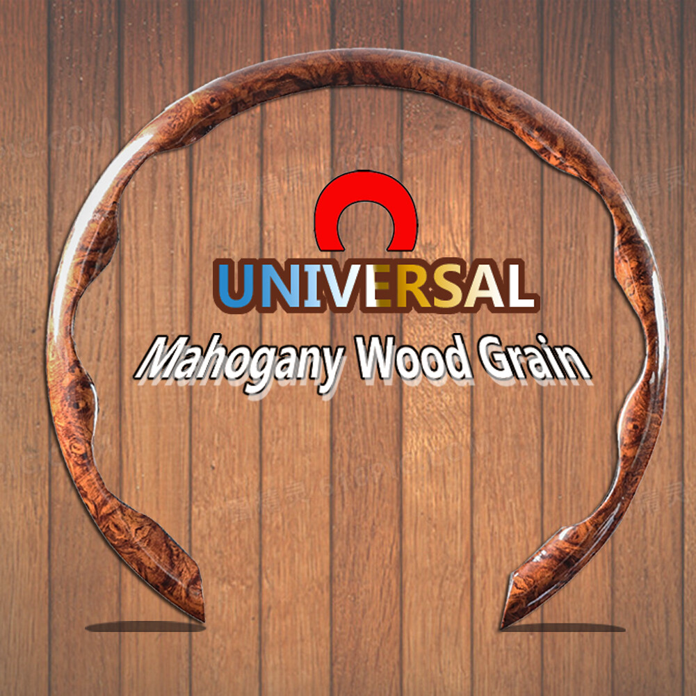 Car Steering Wheel Cover Mahogany Wood Grain Interior Accessories Universal Wrap