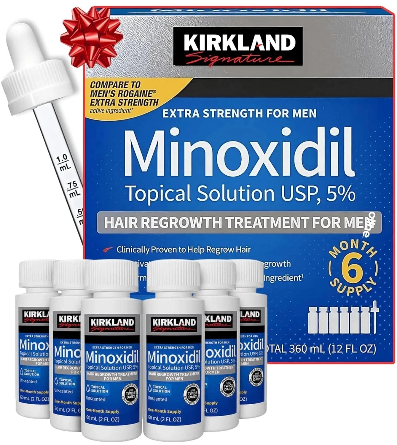 Kirkland Minoxidil 5% Hair Regrowth Solution Extra Strength Men 6 Month Supply