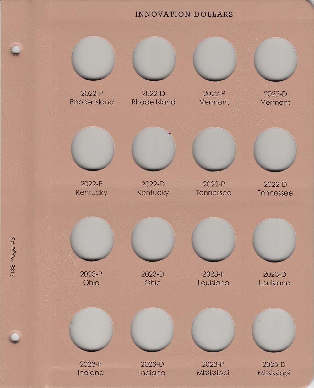 New Dansco Album For Innovation Dollar Coins P&D 2018-2032 Model 7188 Archival